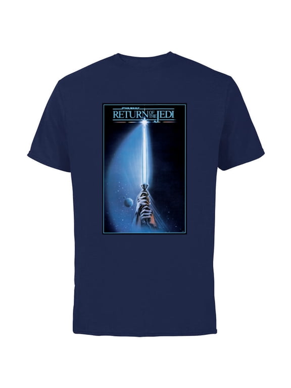 Return of the Jedi Luke Lightsaber Vintage Poster - Short Sleeve Cotton T-Shirt for Adults - Customized-Navy