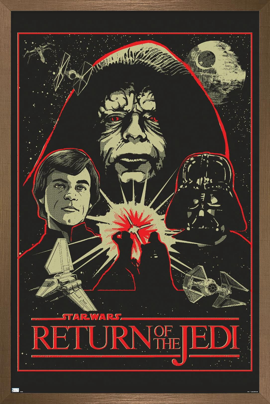 Star Wars: Return of the Jedi - Red Outline Illustration Wall Poster, 14.725" x 22.375" Framed
