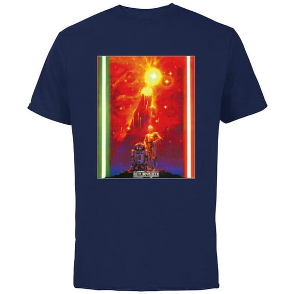 Star Wars Return of the Jedi Starfall Japan Vintage Poster - Short Sleeve Cotton T-Shirt for Adults - Customized-Navy
