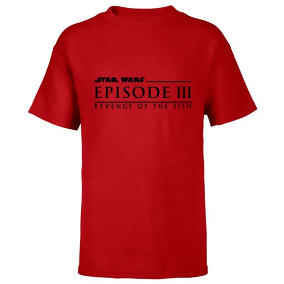 Star Wars Revenge of the Sith Episode 3 Movie Logo - Short Sleeve T-Shirt for Kids - Customized-Red