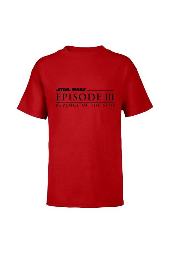 Revenge of the Sith Episode 3 Movie Logo - Short Sleeve T-Shirt for Kids - Customized-Red