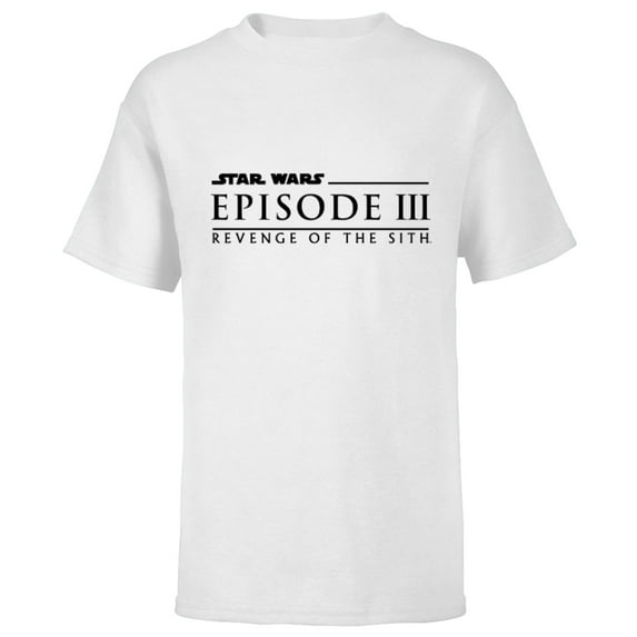 Star Wars Revenge of the Sith Episode 3 Movie Logo - Short Sleeve T-Shirt for Kids - Customized-White