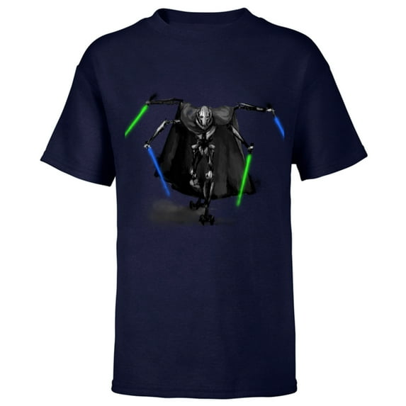 Star Wars Revenge of the Sith General Grievous - Short Sleeve T-Shirt for Kids -Customized-Navy
