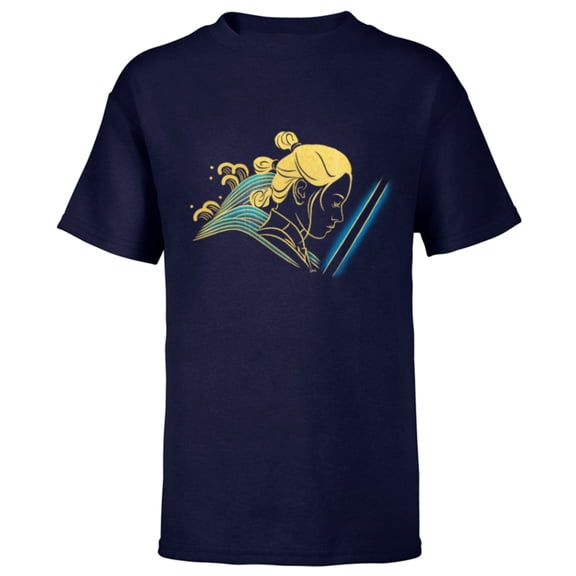 Star Wars Rey Artistic Portrait - Short Sleeve T-Shirt for Kids - Customized-Navy