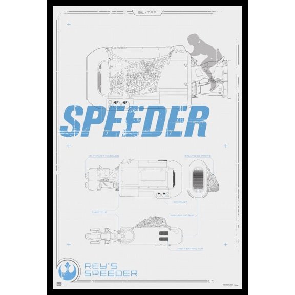 Star Wars Reys Speeder Laminated & Framed Poster (24 x 36)
