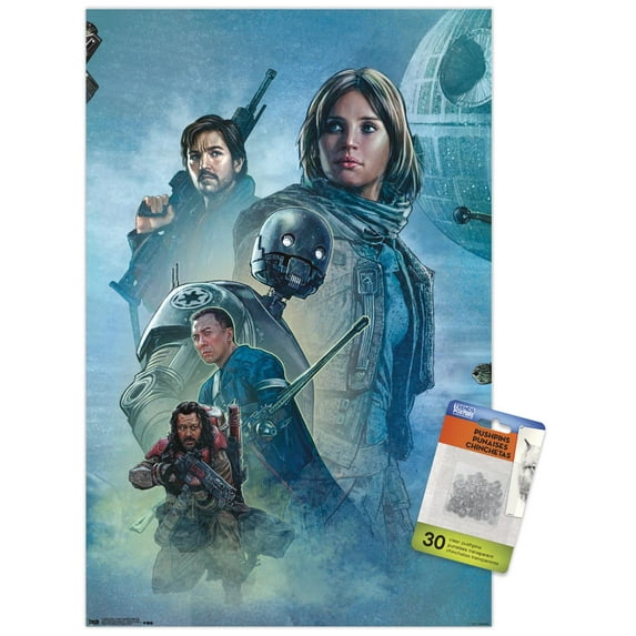 Star Wars: Rogue One - Celebration Mural Wall Poster with Push Pins, 14.725" x 22.375"