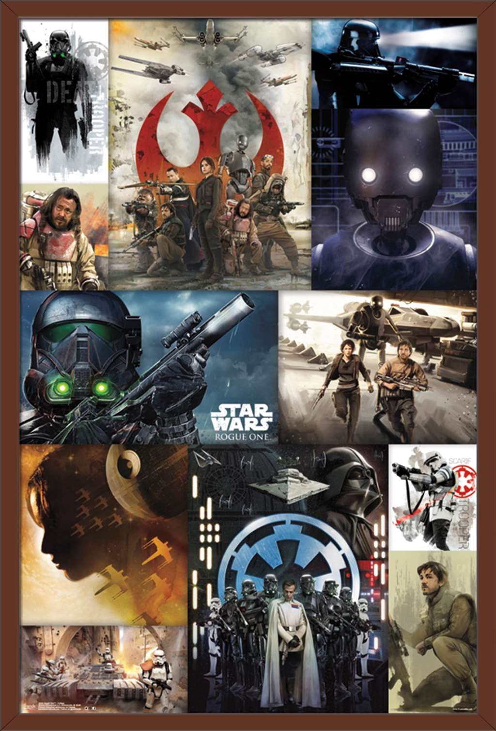 Star Wars: Rogue One - Collage Wall Poster, 22.375" x 34", Framed