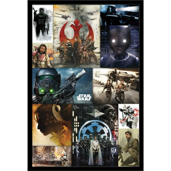 Star Wars: Rogue One - Collage Wall Poster, 22.375" x 34", Framed