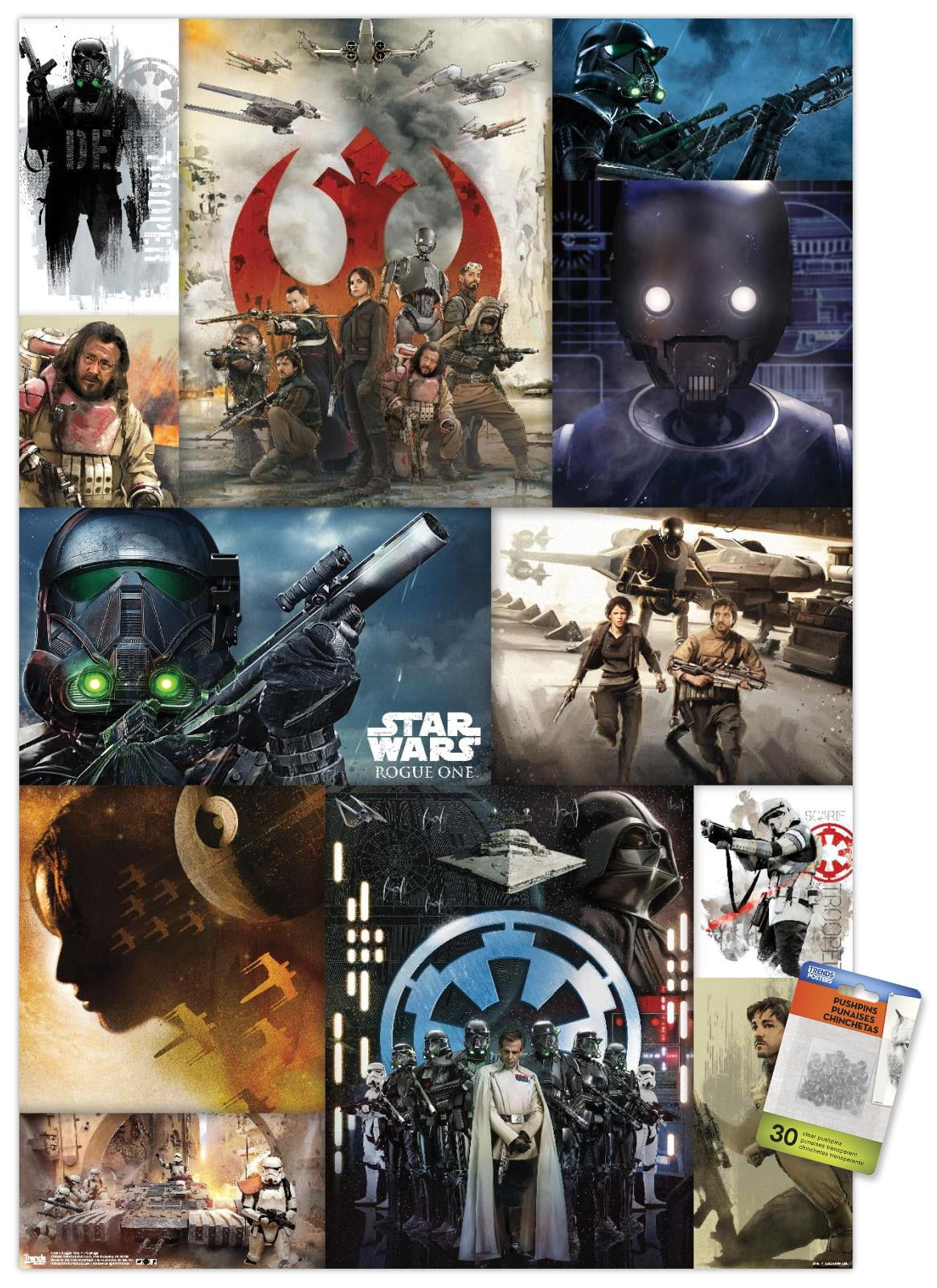 Star Wars: Rogue One - Collage Wall Poster with Push Pins, 22.375" x 34"