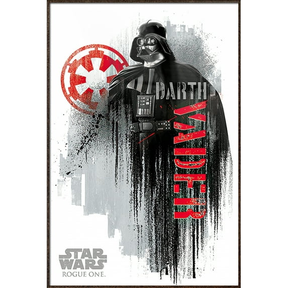 Star Wars: Rogue One - Framed Movie Poster (Darth Vader / White Background) (Size: 25" X 37") (Antique Copper / Gold Aluminum Frame)