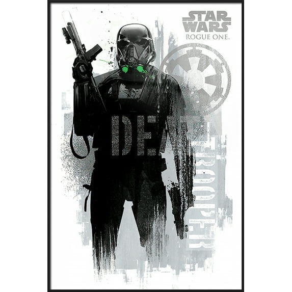 Star Wars: Rogue One - Framed Movie Poster (Death Trooper / White Background) (Size: 25" X 37") (Black Aluminum Frame)