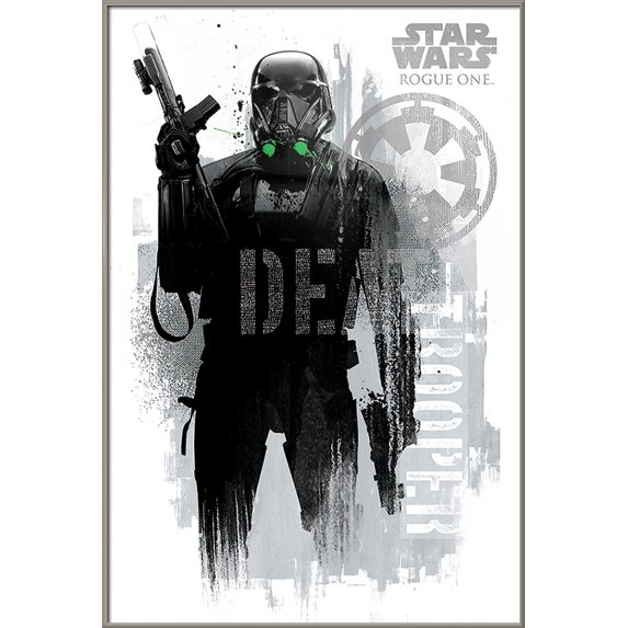 Star Wars: Rogue One - Framed Movie Poster (Death Trooper / White Background) (Size: 25" X 37") (Brushed Champagne Aluminum Frame)