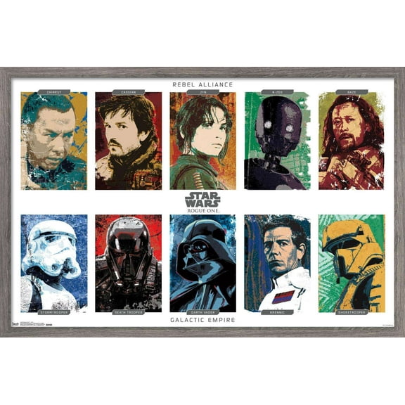 Star Wars: Rogue One - Grid Wall Poster, 14.725" x 22.375", Framed
