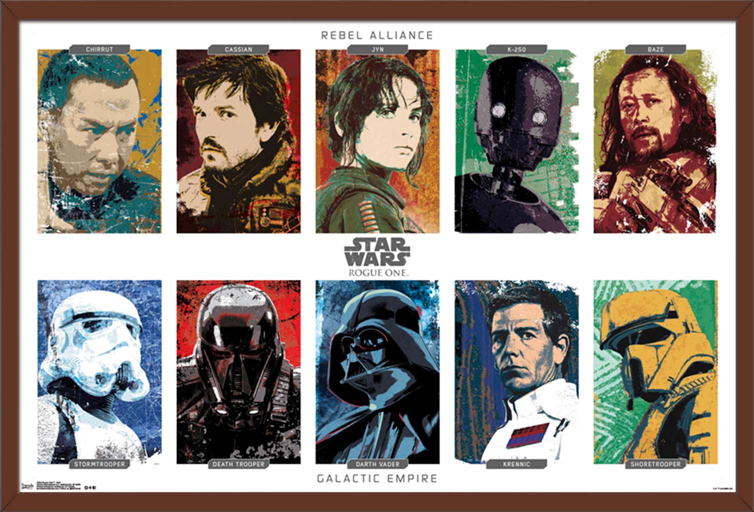 Star Wars: Rogue One - Grid Wall Poster, 22.375" x 34", Framed