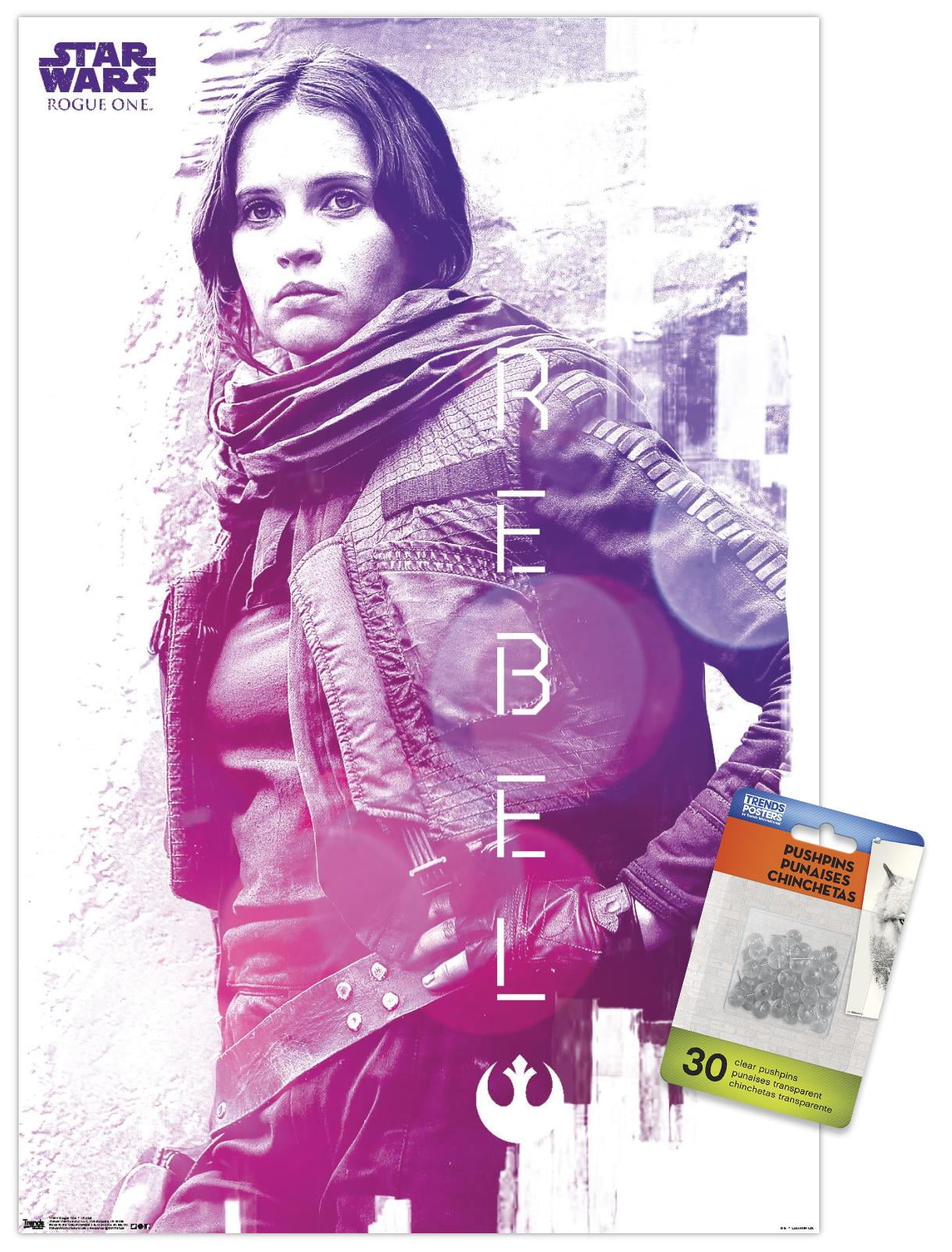 Star Wars: Rogue One - Rebel Wall Poster with Push Pins, 14.725" x 22.375"