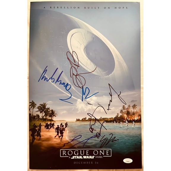 Star Wars Rogue One cast autographed movie poster Diego Luna Donnie Yen Alan Tudyk JSA