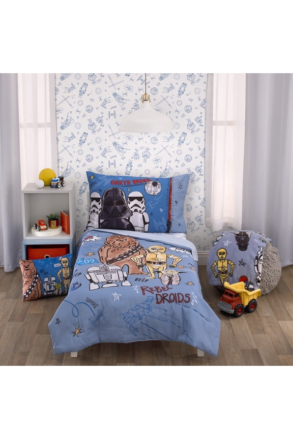 Rule the Galaxy 4-Piece Toddler Bedding Set, Boys, Blue, Toddler Bed, Polyester