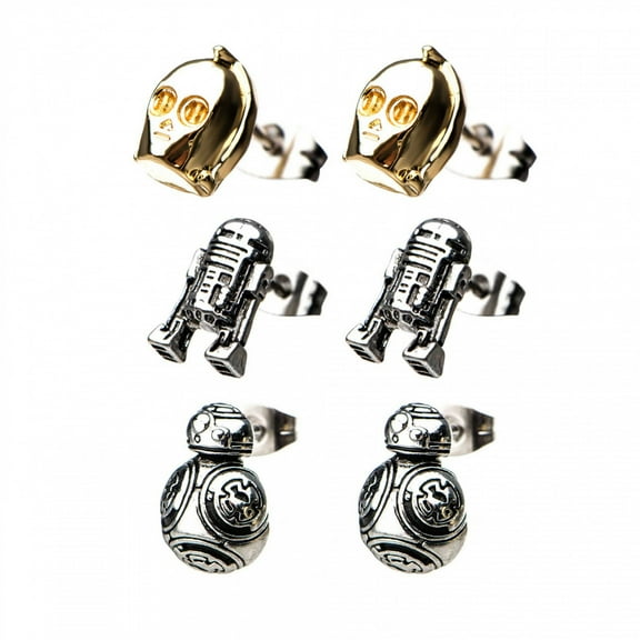 Star Wars Episode 8 Droid Stud Earrings, 3-Sets