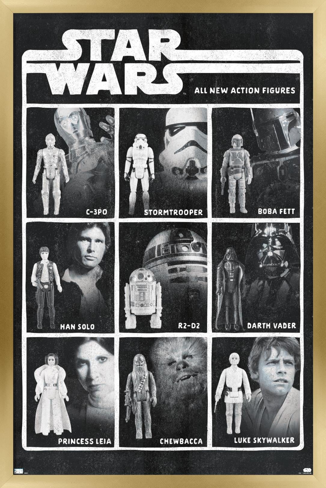 Star Wars: Saga - Action Figures Wall Poster, 14.725" x 22.375", Framed