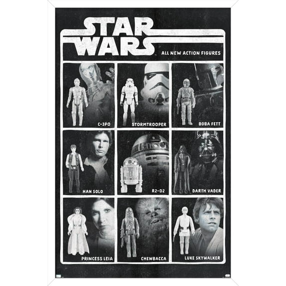 Star Wars: Saga - Action Figures Wall Poster, 14.725" x 22.375", Framed