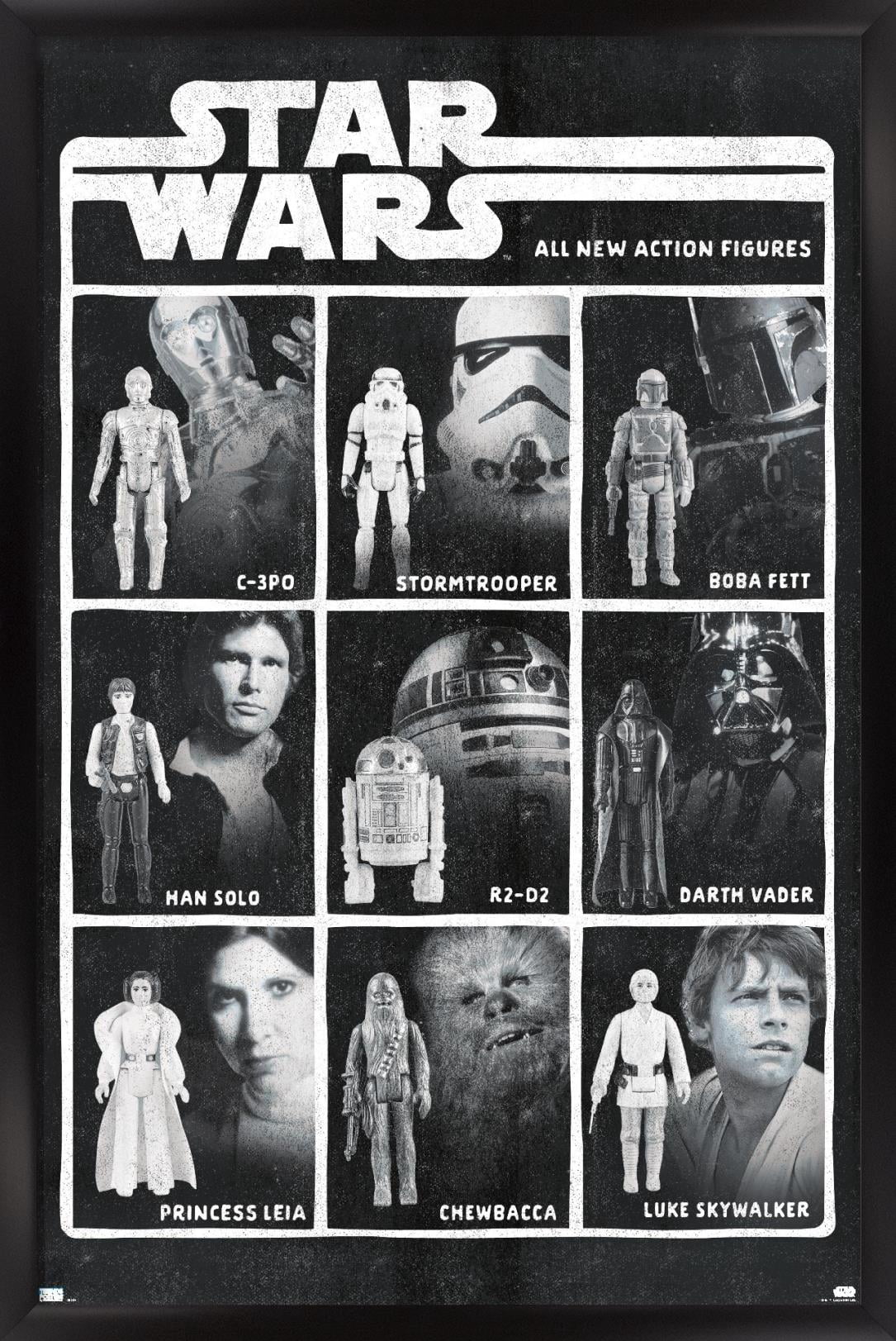 Star Wars: Saga - Action Figures Wall Poster, 14.725" x 22.375", Framed