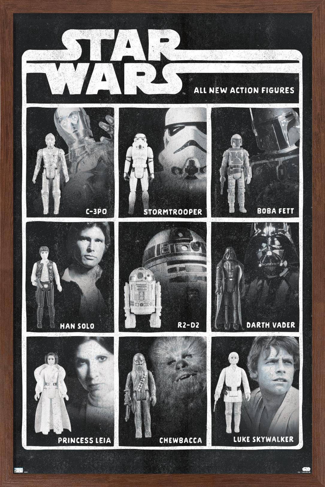 Star Wars: Saga - Action Figures Wall Poster, 14.725" x 22.375", Framed