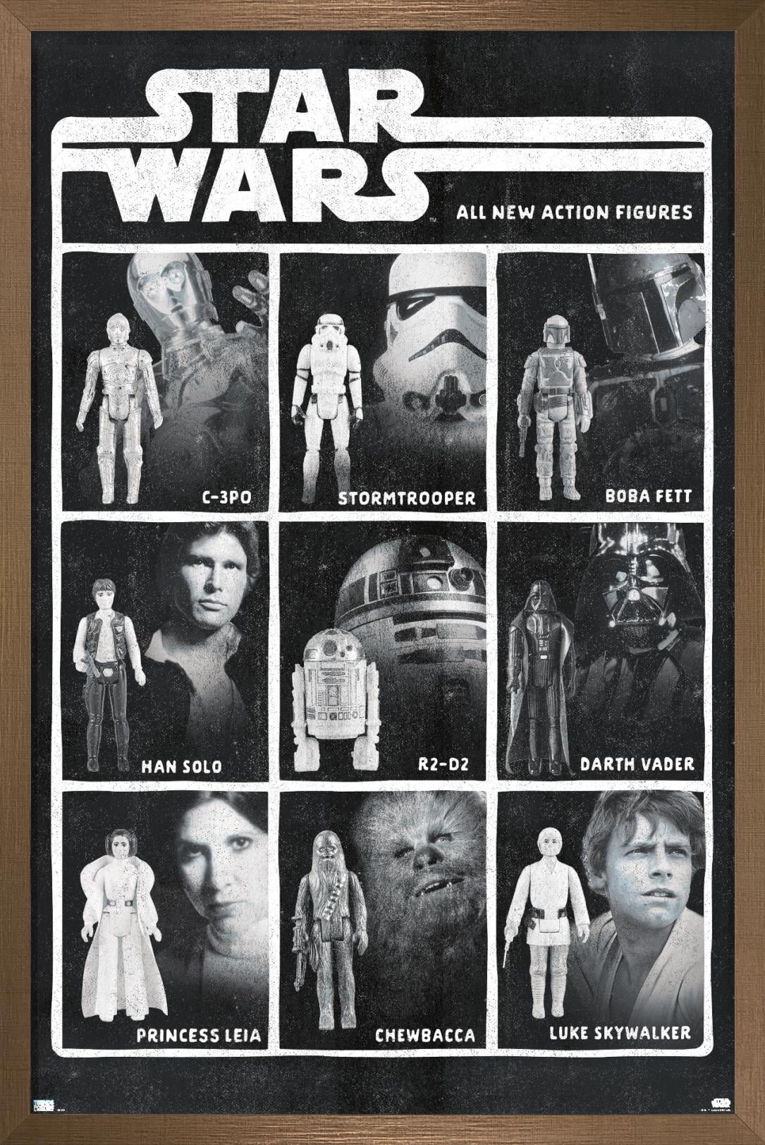 Star Wars: Saga - Action Figures Wall Poster, 14.725" x 22.375", Framed