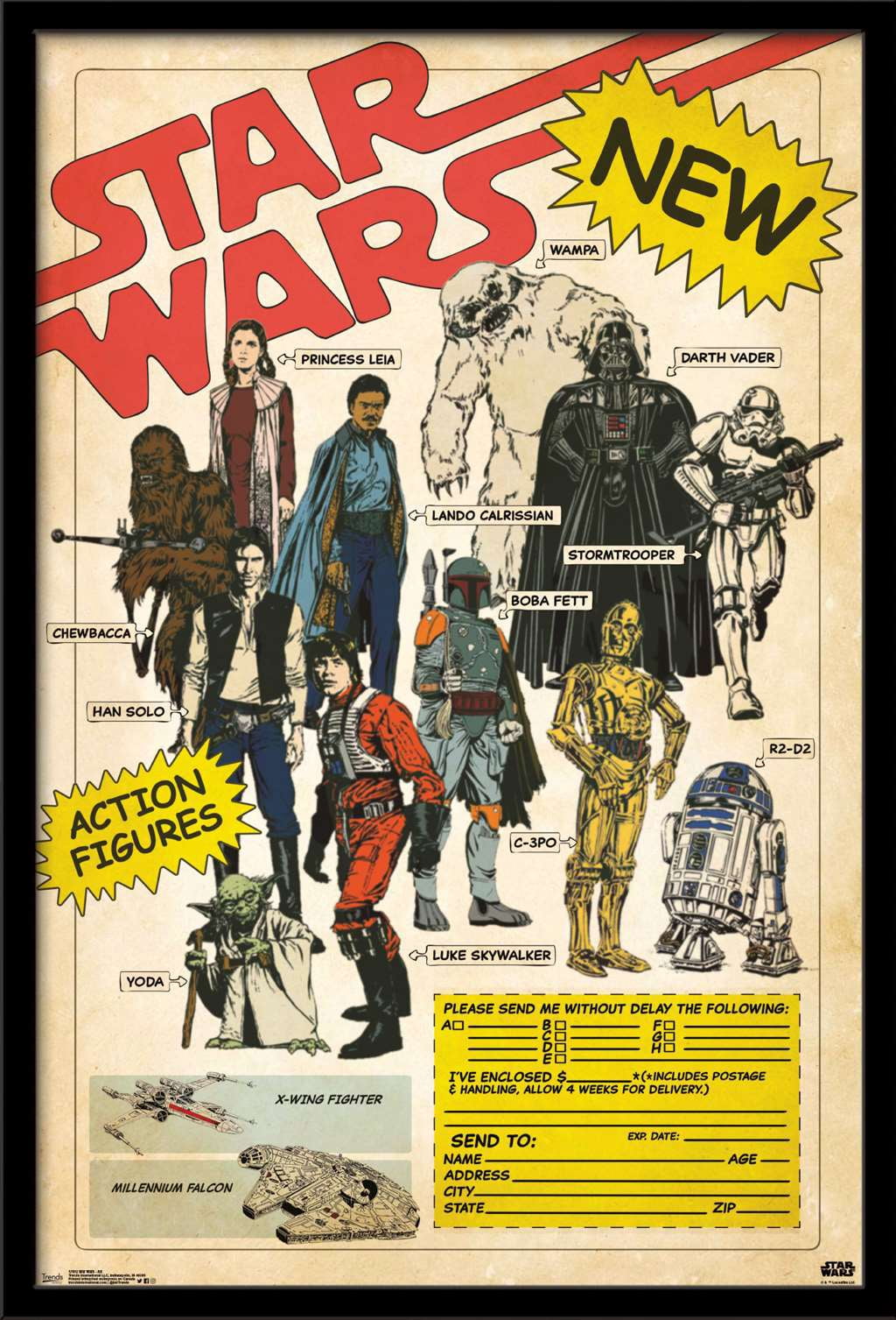 Star Wars: Saga - Ad Wall Poster, 22.375" x 34", Framed