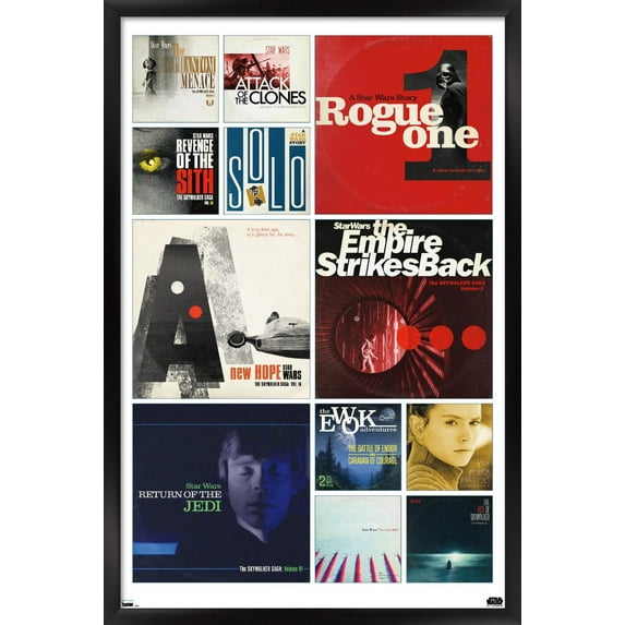 Star Wars: Saga - Album Covers by Russell Walks Wall Poster, 14.725" x 22.375", Framed