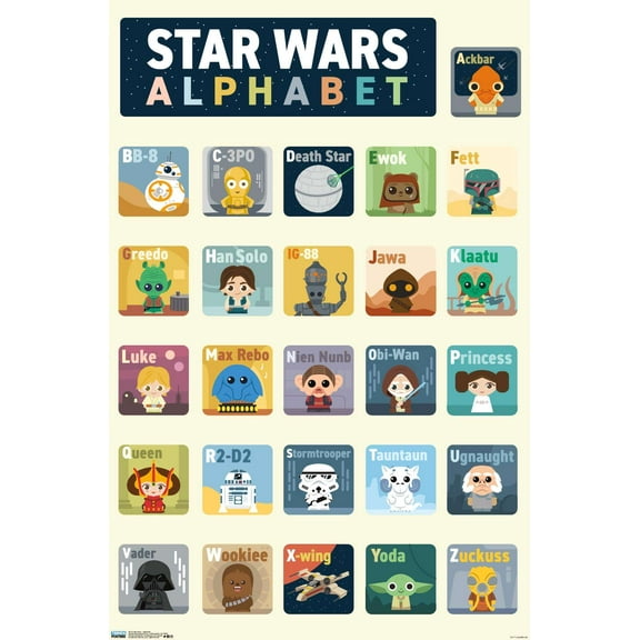 Star Wars: Saga - Alphabet Wall Poster, 14.725" x 22.375"