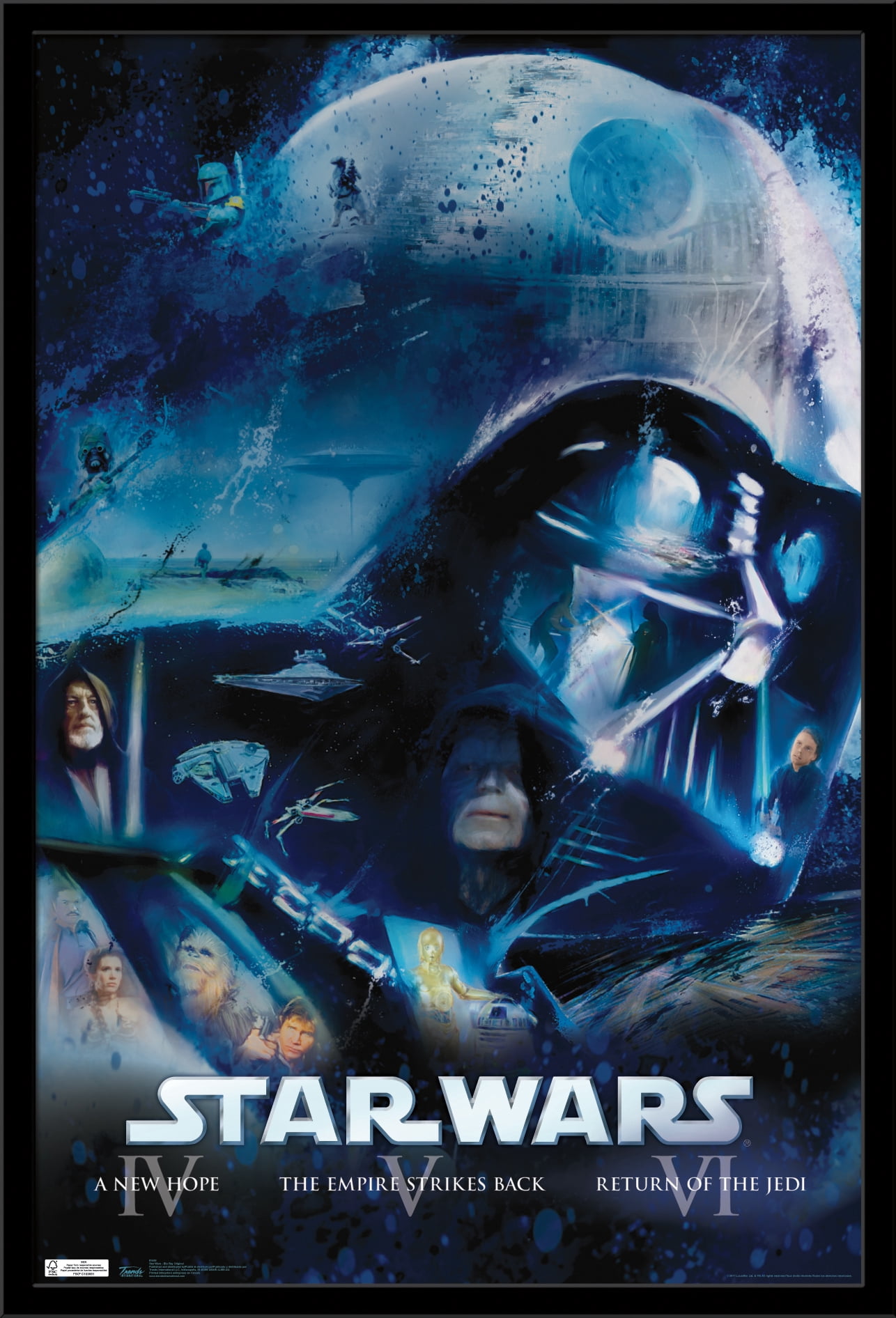 Star Wars: Saga - Blu Ray Original Wall Poster, 22.375" x 34", Framed