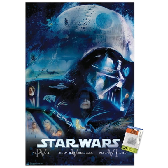Star Wars: Saga - Blu Ray Original Wall Poster with Push Pins, 22.375" x 34"