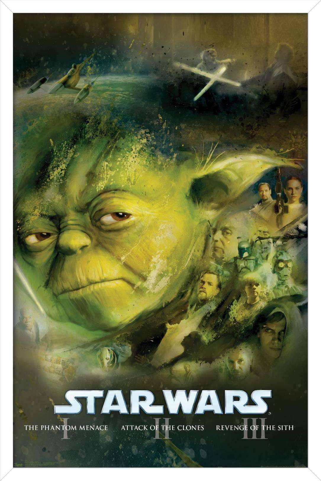 Star Wars: Saga - Blu Ray Prequels Wall Poster, 14.725" x 22.375", Framed