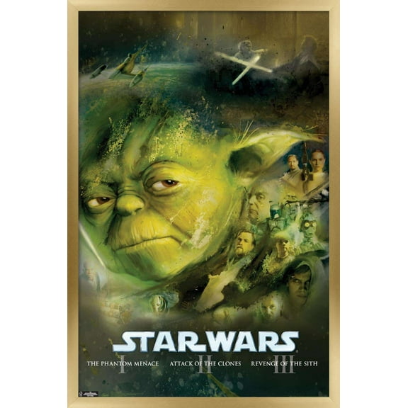 Star Wars: Saga - Blu Ray Prequels Wall Poster, 22.375" x 34", Framed