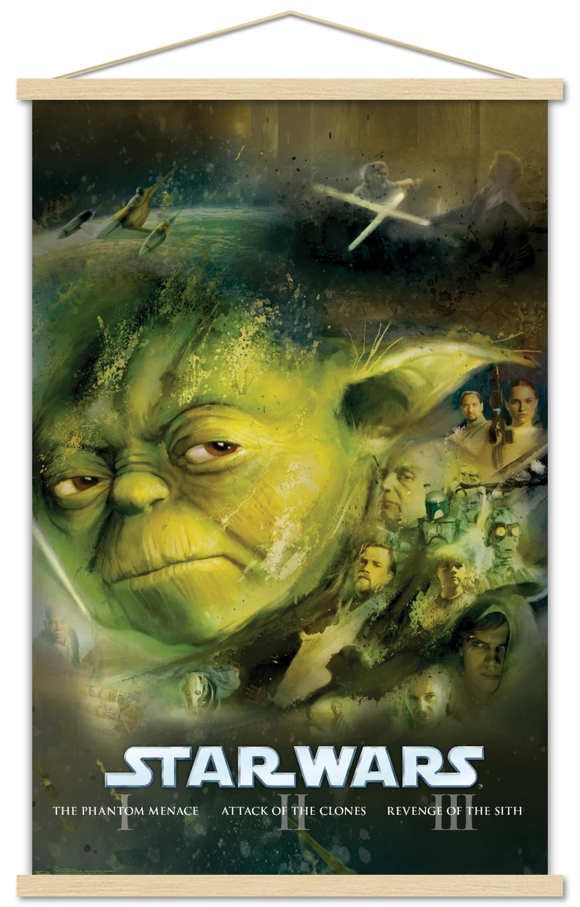 Star Wars: Saga - Blu Ray Prequels Wall Poster with Wooden Magnetic Frame, 22.375" x 34"