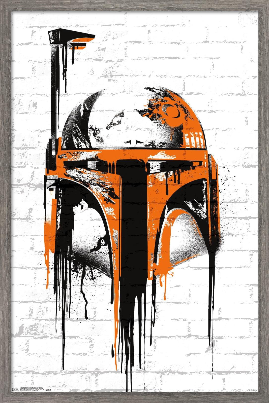 Star Wars: Saga - Boba Fett Black And Orange Wall Poster, 22.375" x 34", Framed