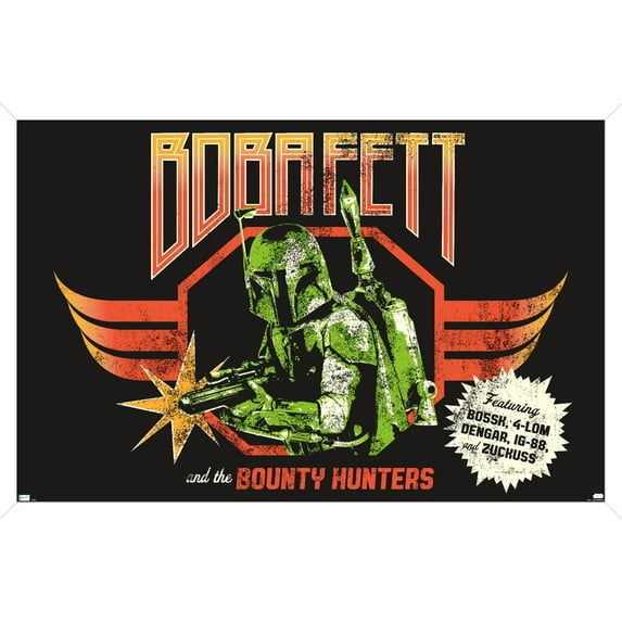 Star Wars: Saga - Boba Fett - Bounty Hunters Wall Poster, 14.725" x 22.375", Framed