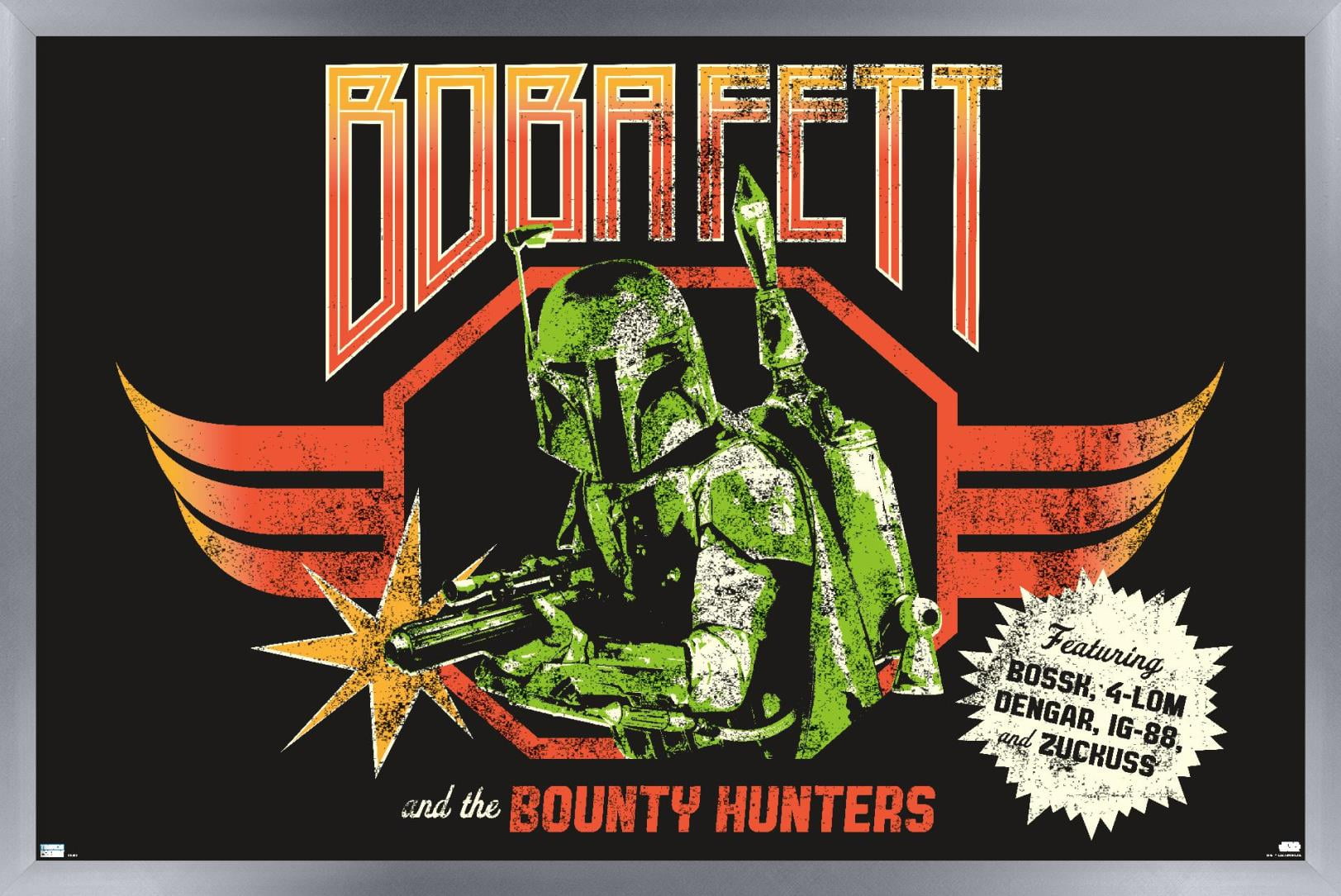 Star Wars: Saga - Boba Fett - Bounty Hunters Wall Poster, 22.375" x 34", Framed