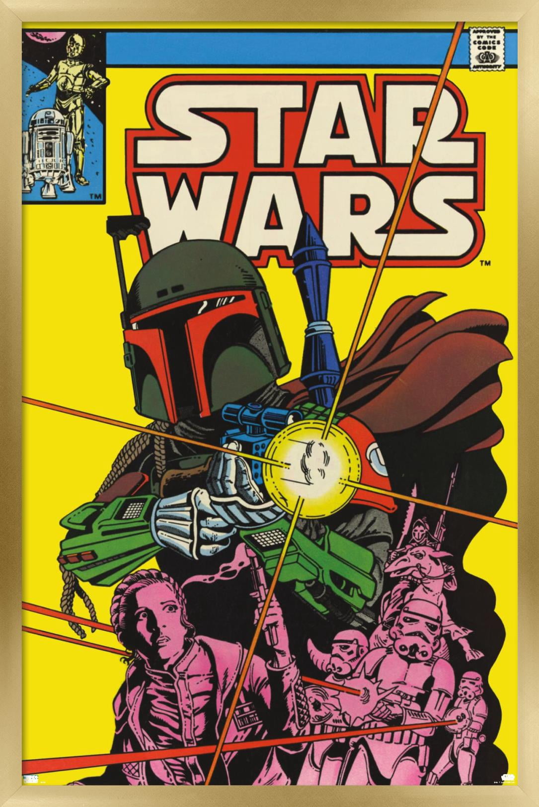 Star Wars: Saga - Boba Fett - Comic Cover Wall Poster, 14.725" x 22.375", Framed
