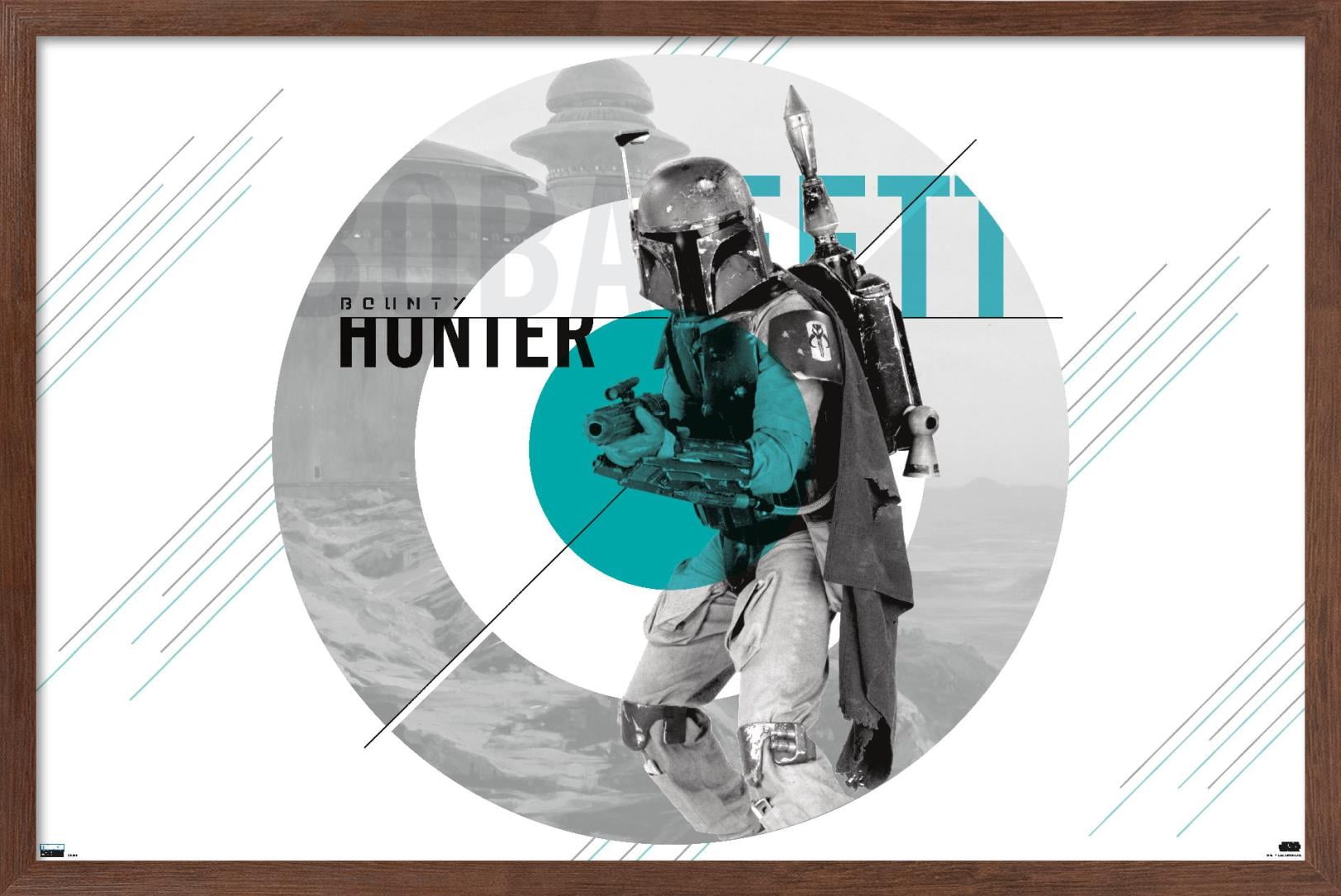Star Wars: Saga - Boba Fett - Disk Design Wall Poster, 14.725" x 22.375", Framed