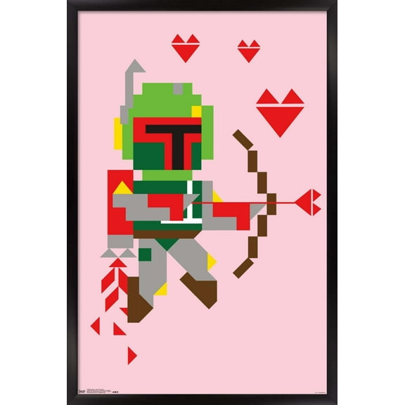 Star Wars: Saga - Boba Fett Hearts Wall Poster, 14.725" x 22.375", Framed
