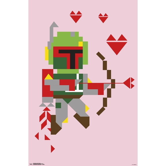 Star Wars: Saga - Boba Fett Hearts Wall Poster, 22.375" x 34", Framed