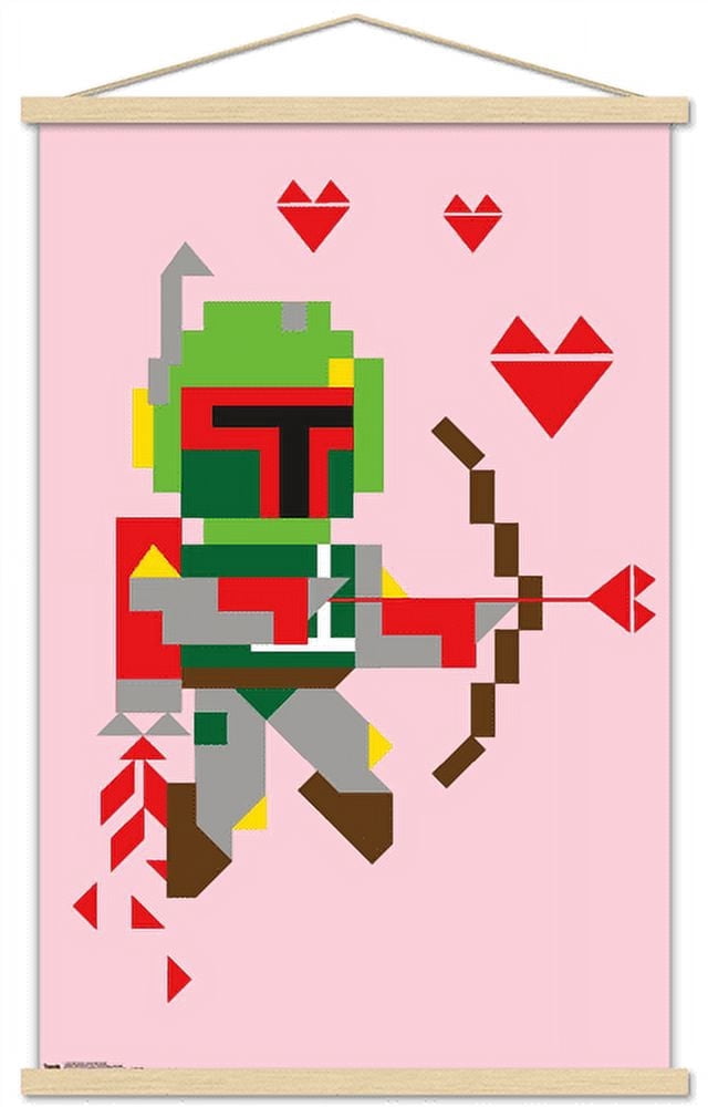 Star Wars: Saga - Boba Fett Hearts Wall Poster with Wooden Magnetic Frame, 22.375" x 34"