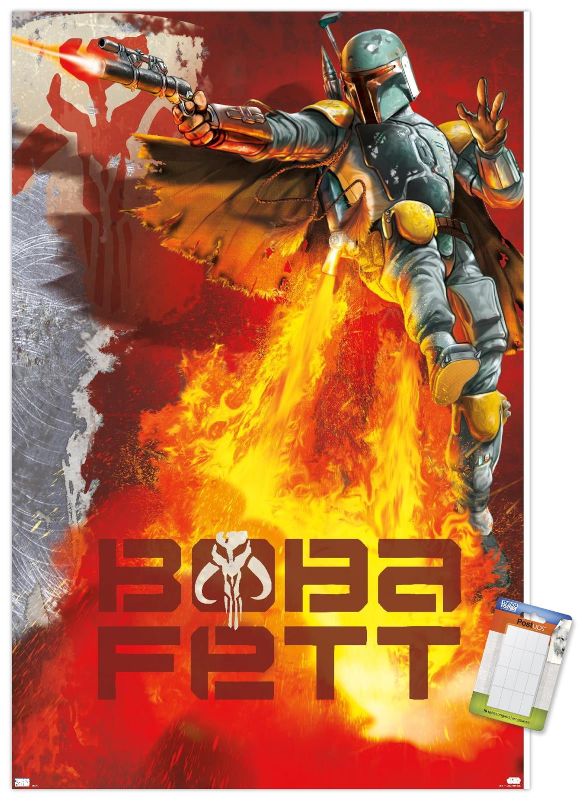 Star Wars: Saga - Boba Fett - Jet Pack Flames Wall Poster, 14.725" x 22.375"