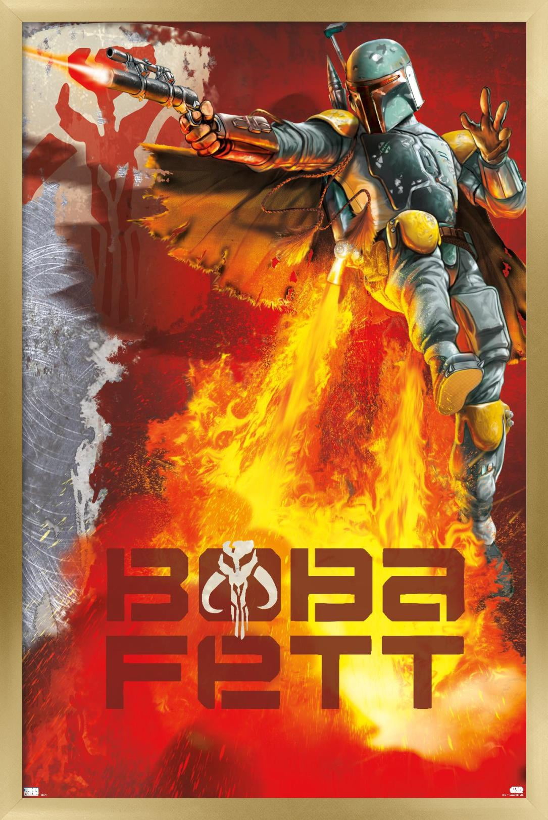 Star Wars: Saga - Boba Fett - Jet Pack Flames Wall Poster, 22.375" x 34", Framed