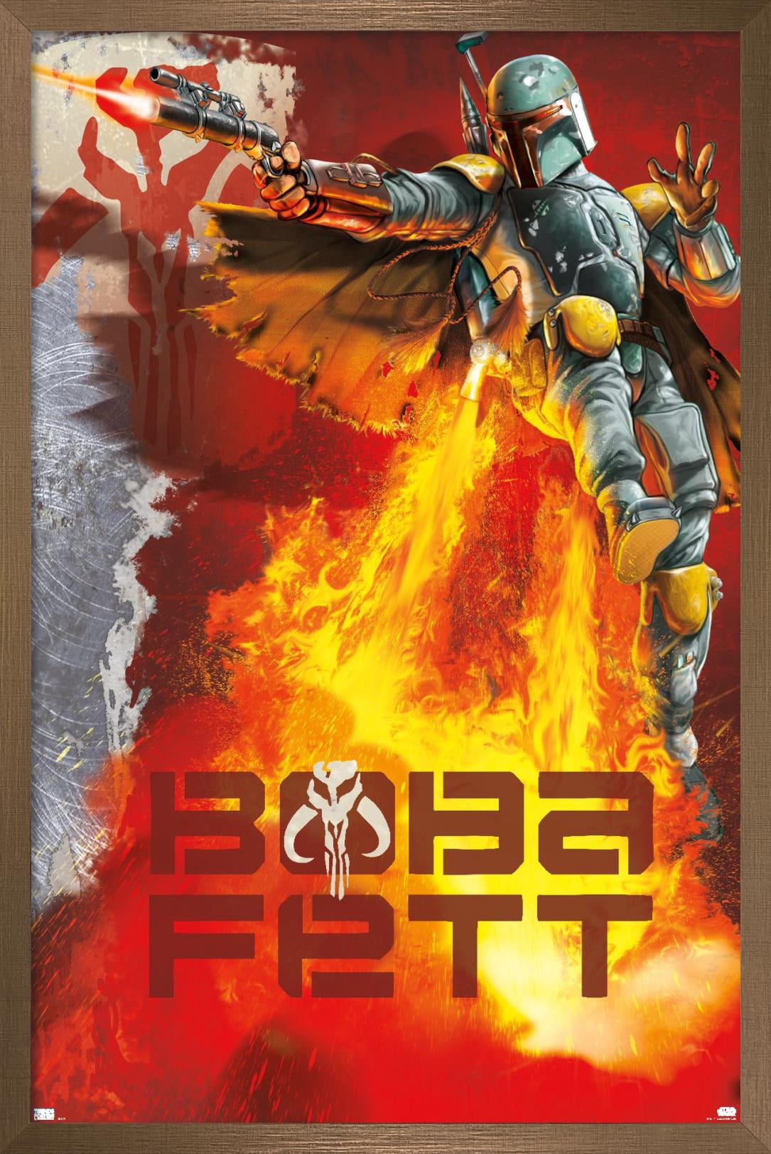Star Wars: Saga - Boba Fett - Jet Pack Flames Wall Poster, 22.375" x 34", Framed