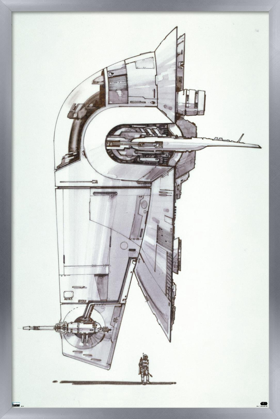Star Wars: Saga - Boba Fett - Ship Wall Poster, 14.725" x 22.375", Framed
