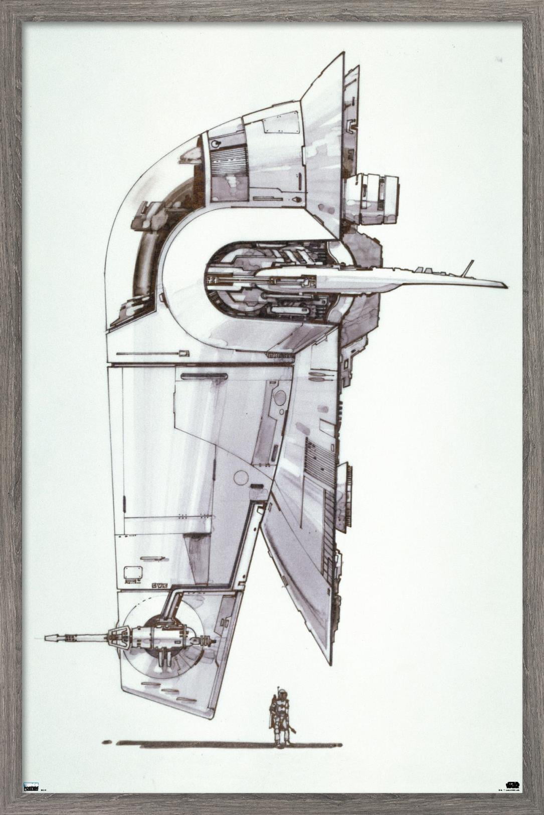 Star Wars: Saga - Boba Fett - Ship Wall Poster, 14.725" x 22.375", Framed