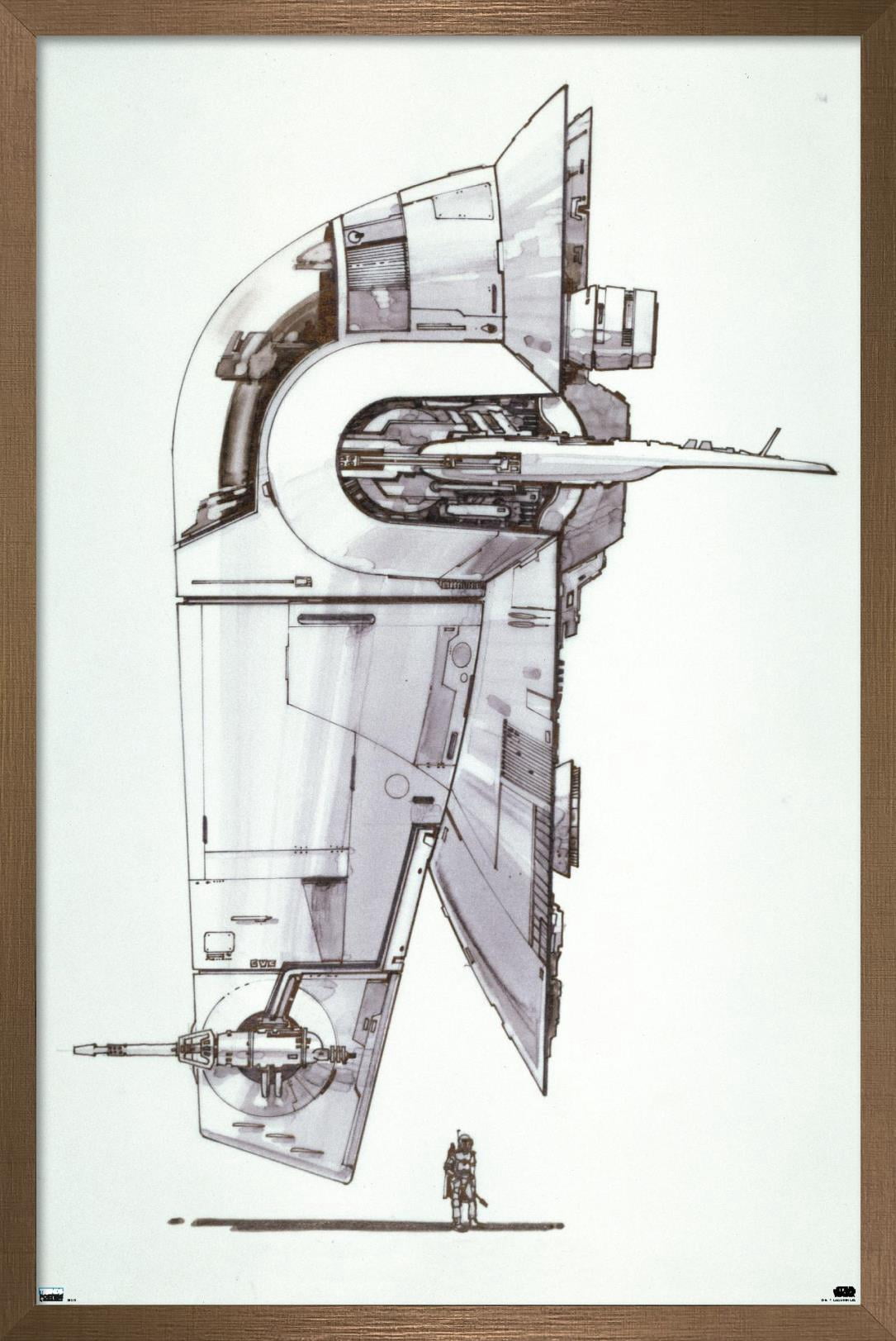 Star Wars: Saga - Boba Fett - Ship Wall Poster, 14.725" x 22.375", Framed