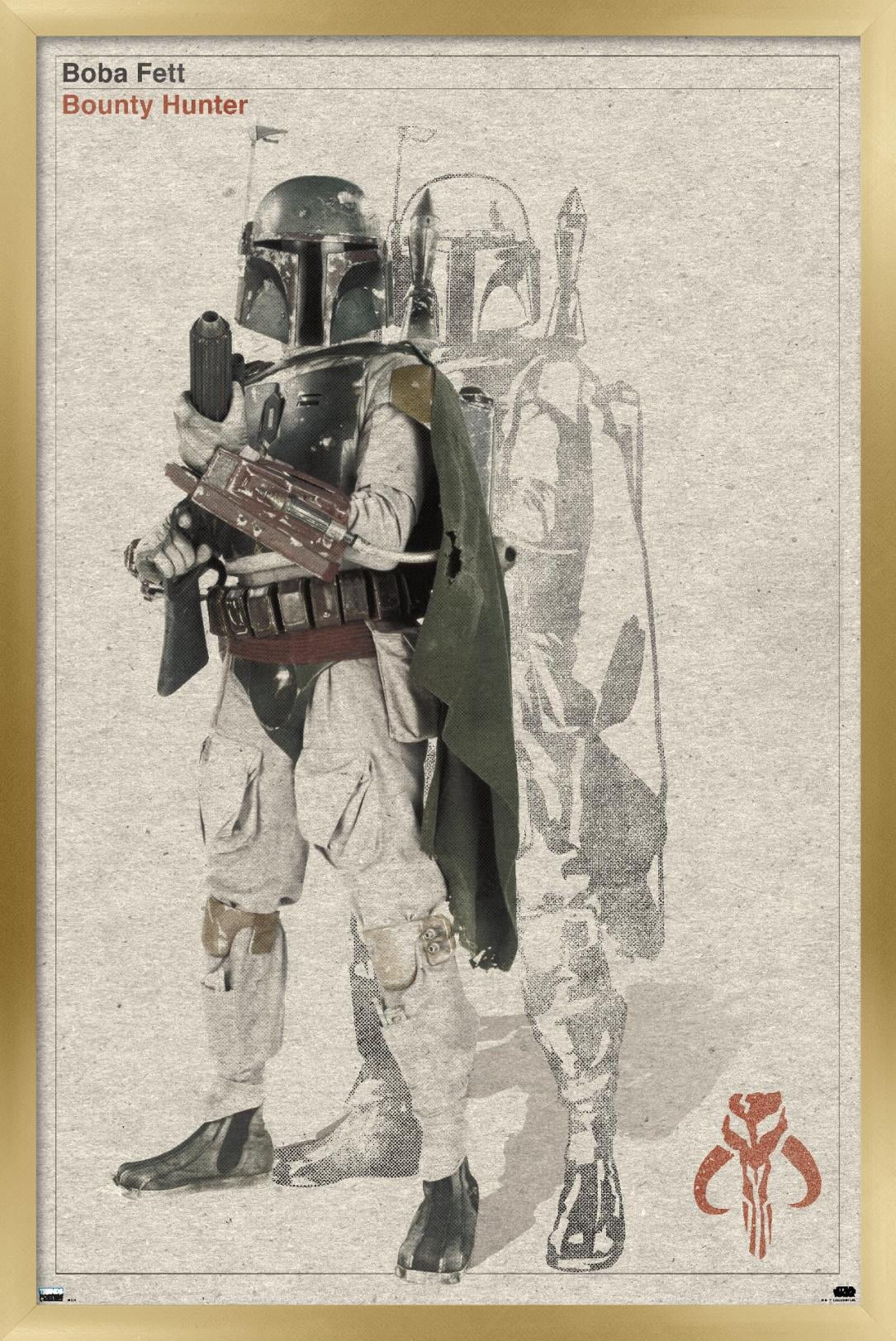 Star Wars: Saga - Boba Fett - Sketch Wall Poster, 14.725" x 22.375", Framed